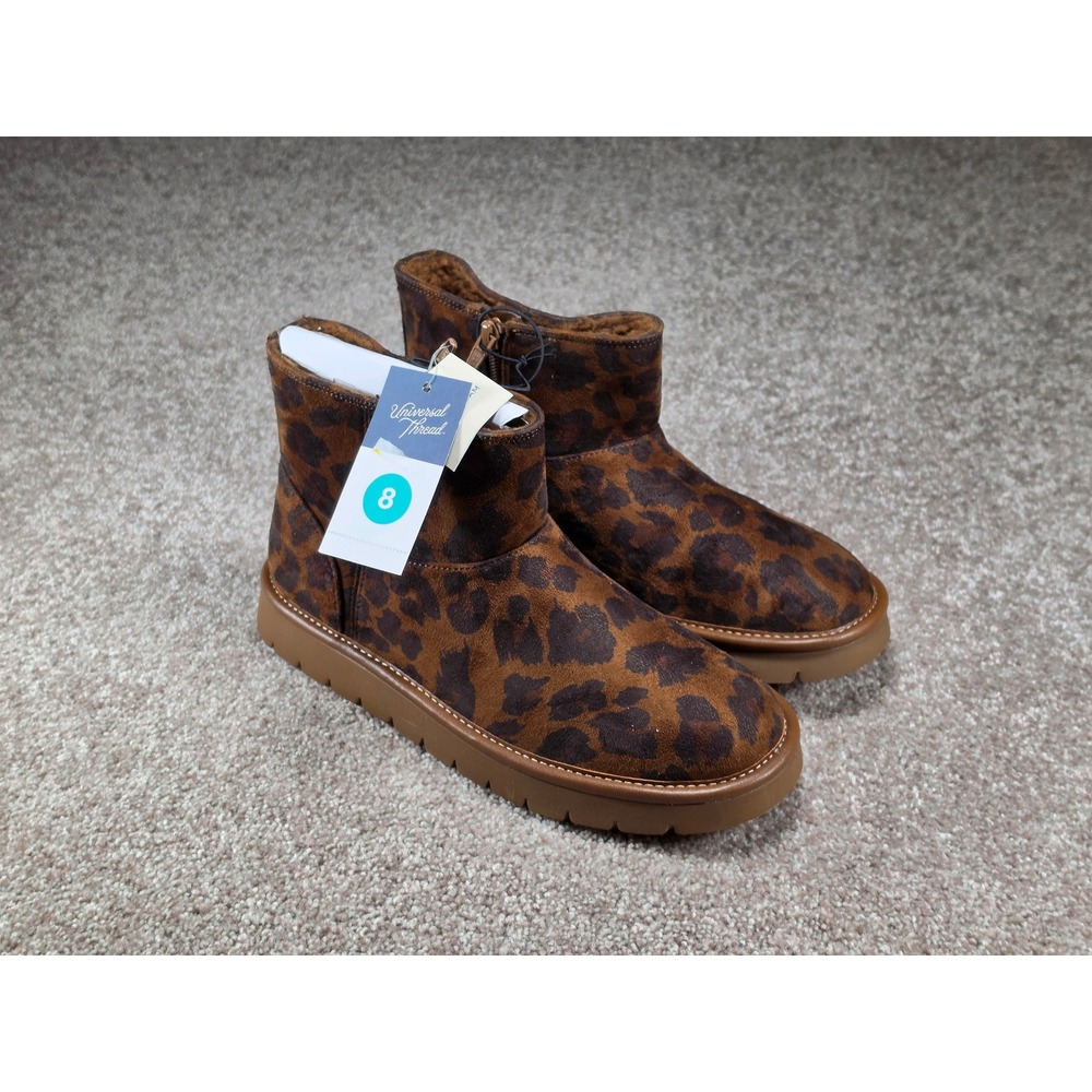 Universal Thread Women‎ 8 Leopard Print May Ankle Boots Dark Brown New